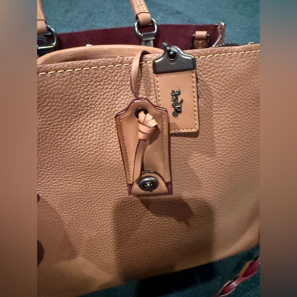 Coach Brown Leather Satchel with Multicolor Strap - Picture 4 of 7